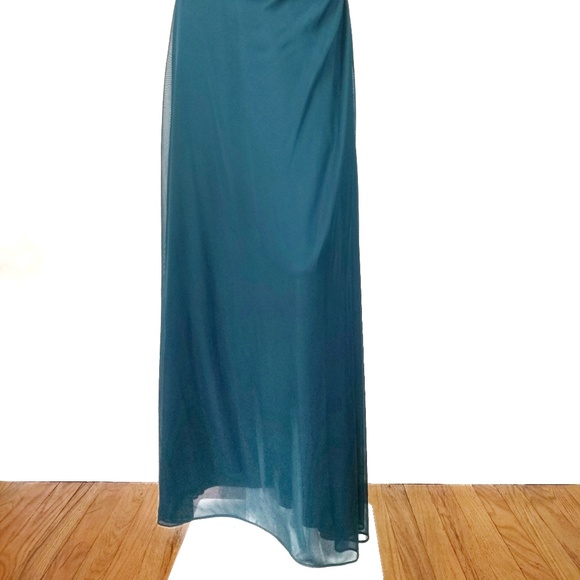 Stunning Beaded Turquoise Formal Evening Maxi Gown - Picture 4 of 8
